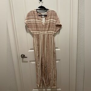 Striped Tan and White Jumpsuit